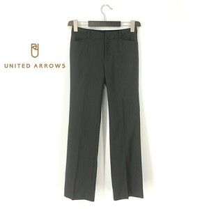 A7590/極美品 春夏 UNITED ARROWS TOKYO ユナイテッドアローズ ウール テーパード スラックス パンツ トラウザーズ 36 L程 黒/レディース