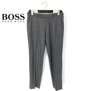 A6512/春夏 HUGO BOSS ヒューゴボス ウール シャークスキン トラウザーズ スラックス パンツ 48 US32 灰色/トルコ製 メンズ スーツ用