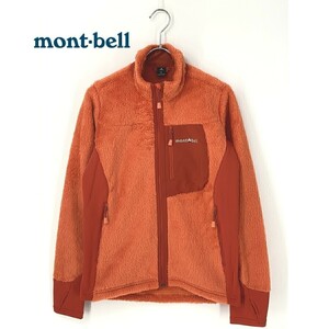 A8879/極美品 春夏 mont-bell モンベル CLIMAAIR 長袖 ジップアップ ハイネック ボア フリース ジャケット ブルゾン M オレンジ レディース