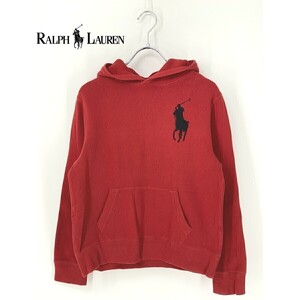 A8875/ beautiful goods spring summer POLO RALPH LAUREN Ralph Lauren cotton long sleeve hood pull over po knee embroidery Parker kangaroo M red lady's 