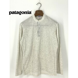 A8808/90s 訳あり 春夏 patagonia パタゴニア CAPILENE 長袖 ヘンリーネック ノーカラー ロンT Tシャツ カットソー M 灰色 USA製 メンズ