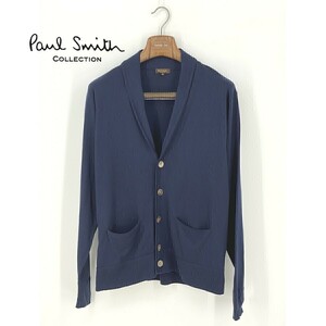 A8205/春夏 Paul Smith COLLECTION ポールスミス ウール 無地 ショールカラー 長袖 ニット リブ カーディガン XL 濃紺/メンズ セーター