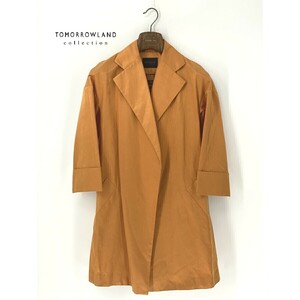 A9042/ beautiful goods spring summer TOMORROWLAND collection Tomorrowland cotton linen long sleeve belt attaching long coat 38 M degree orange lady's 