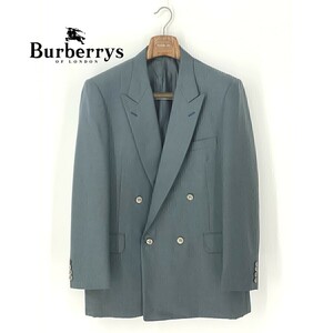 A8236/ Vintage 80s beautiful goods unlined in the back BURBERRY Burberry wool mo hair . silver button tailored 4B double jacket 180 A7 XL degree green / men's 