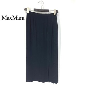 A6624/美品 春夏 MAX MARA マックスマーラ 白タグ レーヨン100% ロング マキシ丈 タイト スリム ペンシル スカート JI42 38 黒/レディース