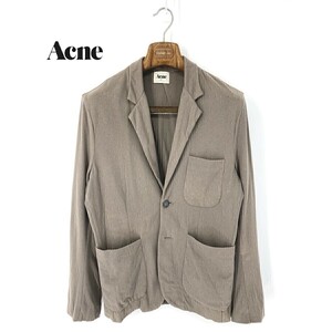 A6584/訳あり 春夏 Acne アクネ コットン ジャージー おしゃれ デザイン テーラード シングル2Bジャケット 46 灰色/メンズ Studios