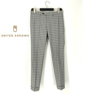 A7654/美品 春夏 UNITED ARROWS TOKYO ユナイテッドアローズ チェック テーパード パンツ スラックス トラウザーズ 48 M程 灰色/メンズ