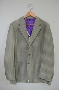 A1156/美品 春夏PAUL SMITH LONDON ポールスミス リネン シルク ストライプ シングル2Bテーラードジャケット40花柄 灰色/イタリア製 メンズ