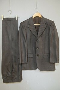 A1943/美品 秋冬 Ermenegildo Zegna ゼニア FONEウール ストライプ シングル3Bスーツ ジャケット セットアップ 上下165 A4 S程 灰色/メンズ