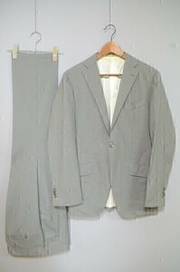 A2306/ прекрасный товар taki The wasi гель Barneys New York полоса одиночный 1B костюм жакет выставить верх и низ 44 серый / сделано в Японии мужской 