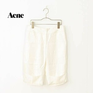 A3188/新品 タグ付き 春夏 Acne Studios アクネ ストゥディオズ シルク100% 折り返し 膝丈 ショート ハーフパンツ 34 オフホワイト/メンズ