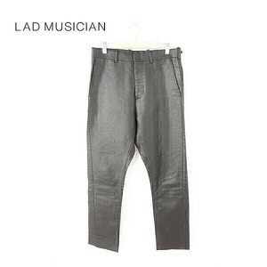 A4047/美品 春夏 LAD MUSICIAN ラッドミュージシャン リネン コットン 光沢 テーパード ストレート スリム パンツ 42 黒/日本製 メンズ