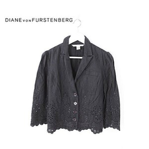A3940/ превосходный товар весна лето Diane von Furstenberg Diane phone fa stain балка g вышивка linen100% выполненный в строгом стиле рубашка жакет 6 чёрный / женский 