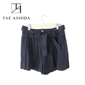 A3838/極美品 春夏 tae jun ashida タエ ジュン アシダ コットン ストレッチ キュロット イージー ショートパンツ 9濃紺/日本製 レディース