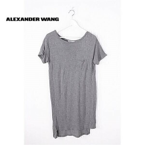 A3896/極美品 春夏 ALEXANDER WANG アレクサンダーワン クルーネック Tシャツ カットソー 膝丈 ミモレ丈 ワンピース S 灰色/レディース