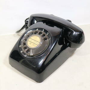  Showa Retro black telephone 600-A1 1964 year telephone machine dial type Japan electro- confidence telephone . company era thing at that time thing Vintage Vintage used 