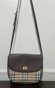 BURBERRY Burberry noba проверка парусина × кожа ручная сумочка большая сумка светло-коричневый тон 