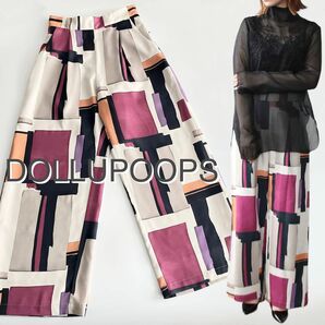 【美品】dollupoopsカラーブロックプリントパンツ 日本製