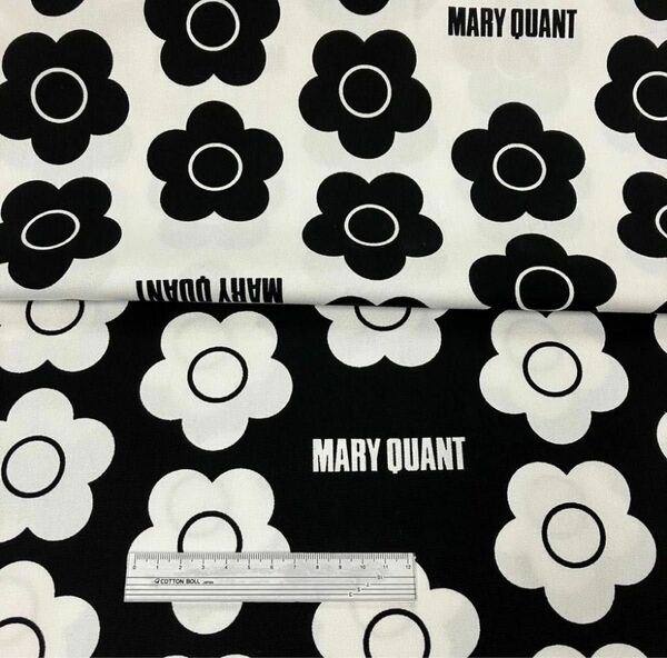 マリークワント MARY QUANT 生地 花柄 1m 黒白 2色セット