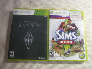 海外版XBOX360２本セット☆The Glder Scrolls V SKYRIM/The SIMS 3 PETS☆中古