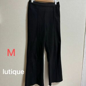 lutique しまむら スウェード パンツ M 黒 ブラック