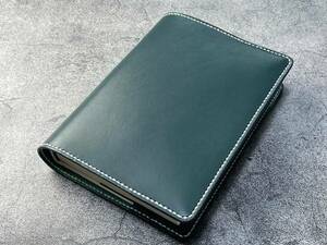 [ hand .] blue green color original leather separate volume for book cover 