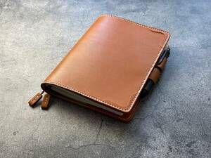 [ hand .] height . notebook A5No.963 for Camel color put on . change original leather cover ( angle flower ornament ) 2 ps book mark attaching 