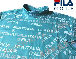 ■新品【FILA GOLF】フィラゴルフ COOL TOUCH接触冷感 全体飛びロゴ モックネック半袖シャツ■TQ/L