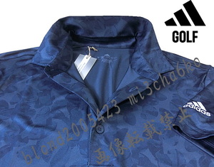 ■新品【adidas GOLF】アディダスゴルフ 吸汗速乾 トーナルプリント半袖ポロシャツ■NV/XL
