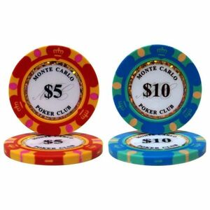 $5×25枚 $10×25枚 合計50枚セット ポーカーチップ モンテカルロ カジノ コイン クレイ プラスチック