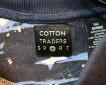 送料370円可★USA古着COTTON TRADERS SPORT★半袖総柄ポロシャツ★アメカジ星条旗イーグル下北系★サイズLコットン100％マルチカラー_画像3