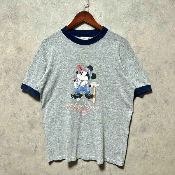 【90's】 Vintage / Mickey Print リンガー Tシャツ