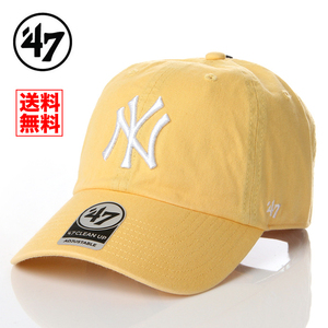 [Новый] 47Brand NY YANKEES CAP Желтая желтая шляпа 47 Men's Ladies УФ-защита B-RGW17GWS-MZ