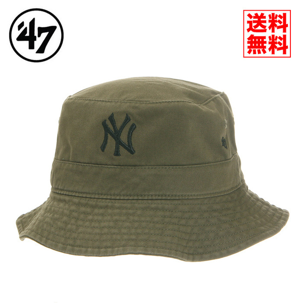 【新品】47BRAND NY ニューヨーク ヤンキース バケットハット カーキ 帽子 ハット バケハ 夏 キャップ メンズ レディース B-BKT17GWF-SW