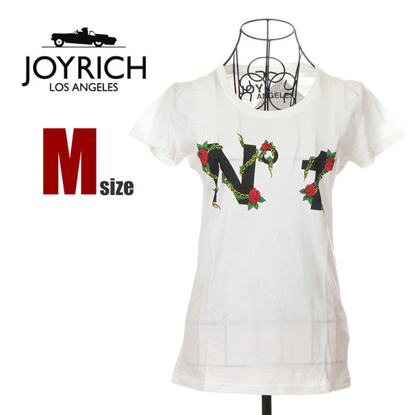 【新品】ジョイリッチ Tシャツ M 白 ホワイト レディース JOYRICH 半袖 カットソー JOY RICH USAモデル 230814-3-1M