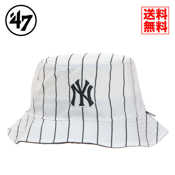 【新品】47BRAND NY ニューヨーク ヤンキース バケットハット 白 ホワイト 帽子 ハット バケハ メンズ レディース B-PINSD17PTF-NY