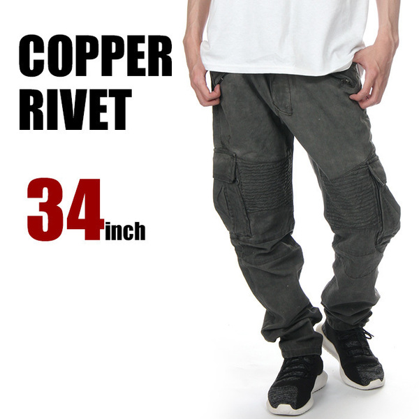 【34inch】【新品】COPPER RIVET デニム カーゴパンツ 黒 34インチ メンズ カッパーリベット USAモデル スキニー デニムパンツ ジーンズ