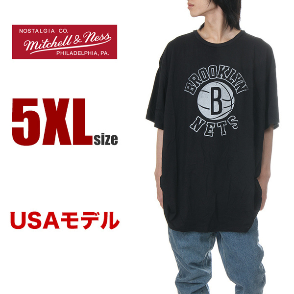 【新品】【USAモデル】MITCHELL & NESS ブルックリン ネッツ Tシャツ 5XL 黒 ミッチェルアンドネス NBA バスケ メンズ 大きいサイズ