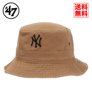 【新品】47BRAND NY ニューヨーク ヤンキース バケットハット キャメル 帽子 ハット バケハ 夏 キャップ メンズ レディース B-BKT17GWF-QL
