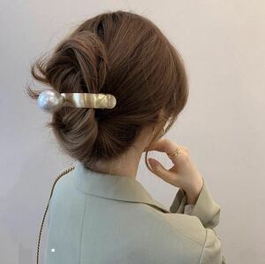 ヘアアクセサリー 大きいパール ゴールド ヘアクリップ スーツ シンプル韓国