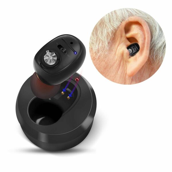 集音器 高齢者 しゅうおんき 耳穴タイプ 充電式 チップ 充電スタンド付き クリア音質 