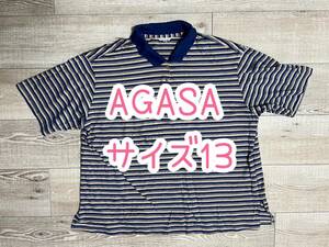 AGASA/ polo-shirt / border / blue × Gold /13