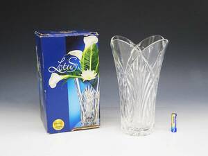 ◆(EG) Lotus CAPRI CRYSTAL ロータス カプリ クリスタル ガラス製 花瓶 イタリア製 高さ 約25cm 箱付き 花びん 花器 フラワーベース