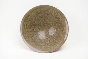 【萬古】中国古玩 古美術 宋時代 耀州窯 青磁 茶碗 骨董品 美術品 時代物 古玩 藏出