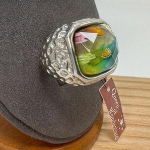 【0409】ヴィンテージ アクセサリー ベネチアンガラス シルバー 925 指輪  1円からの画像3