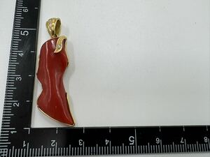 [0105] Vintage accessory red .... coral K18 pendant 1 jpy from 