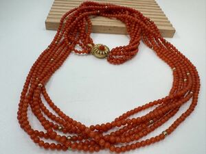 [0401] Vintage accessory red .... coral necklace 60cm 1 jpy from 