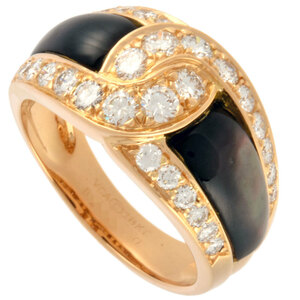 ヴァンクリーフ&アーペル Van Cleef & Arpels リング 指輪 ダイヤモンド 約14.5号 K18YG ブラックシェル レディース
