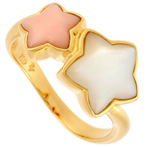  Ponte Vecchio Ponte Vecchio double sterling ring approximately 9 number K18YG shell ..( coral ) lady's 