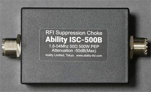 ISC-500B コモンモードフィルター 40mmのコアにRG316テフロン同軸線 22回巻き小型高性能 500WPEP 電波障害対策 送料無料
